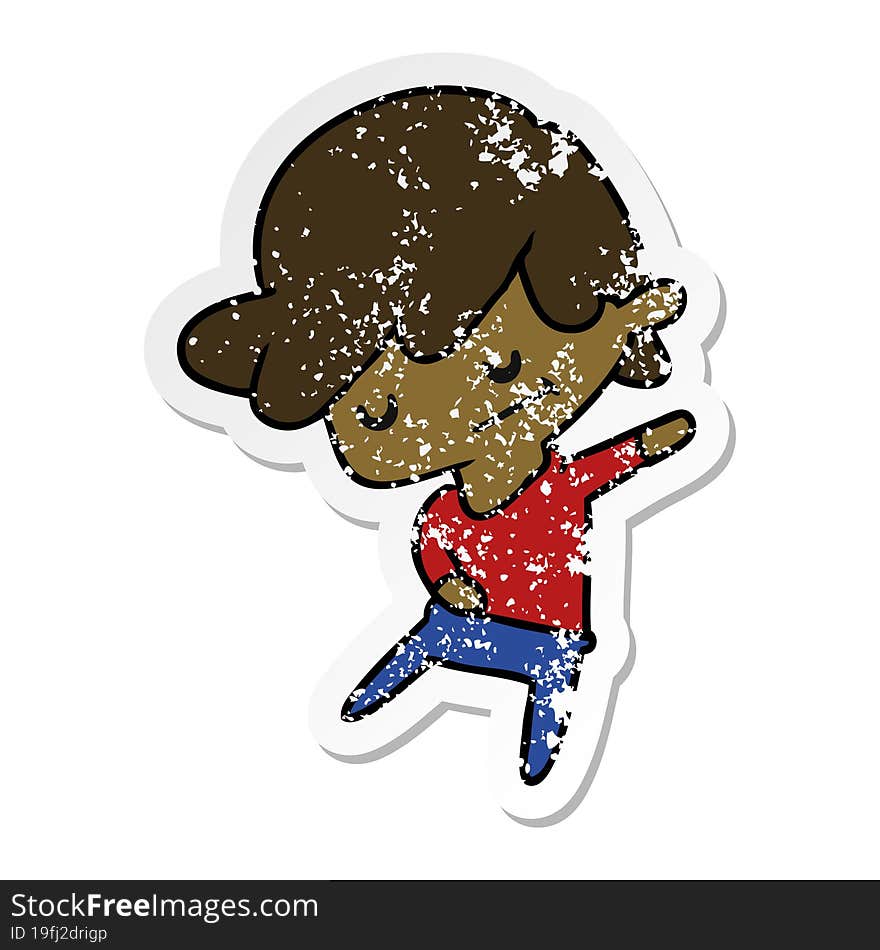 distressed sticker cartoon of a kawaii cute boy