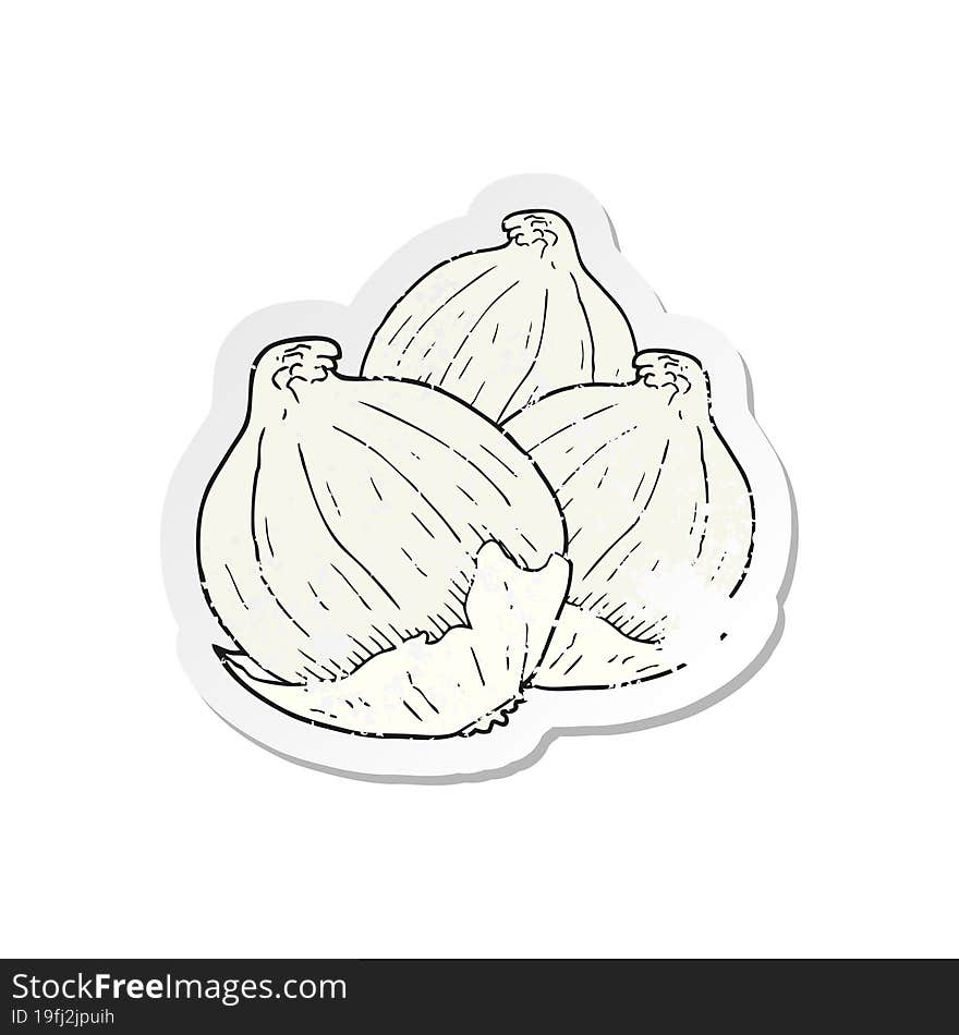 retro distressed sticker of a cartoon onions