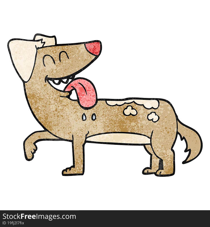 Textured Cartoon Panting Dog