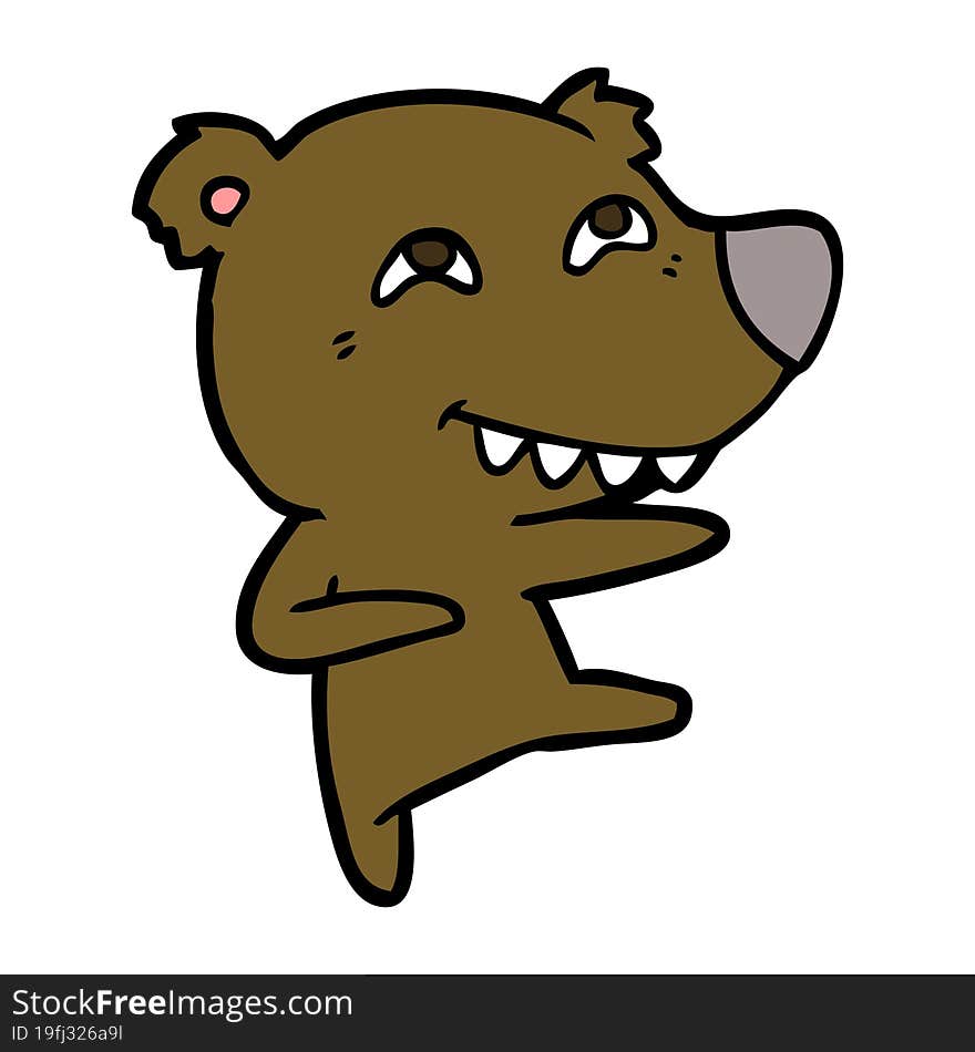 cartoon bear showing teeth while dancing. cartoon bear showing teeth while dancing