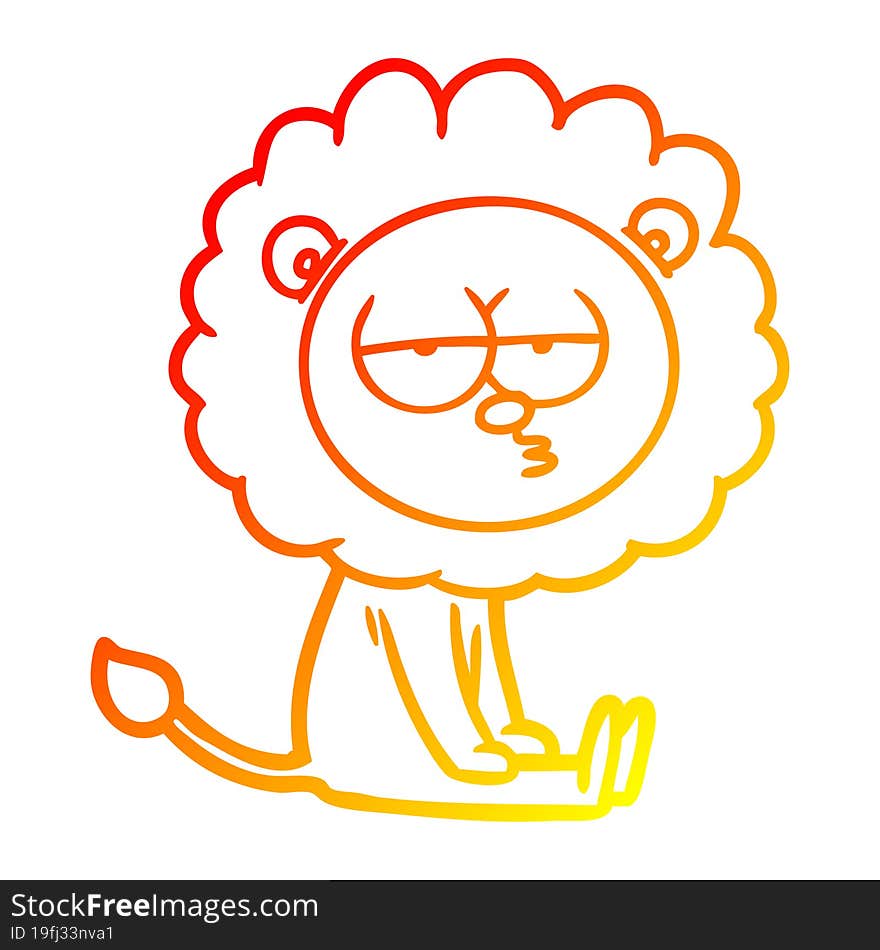 warm gradient line drawing cartoon bored lion