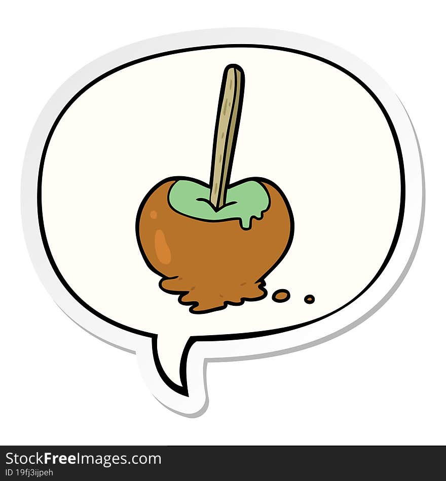 cartoon toffee apple with speech bubble sticker