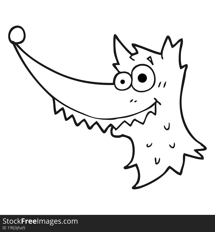 black and white cartoon wolf head