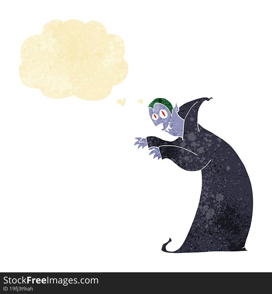 Cartoon Spooky Vampire With Thought Bubble