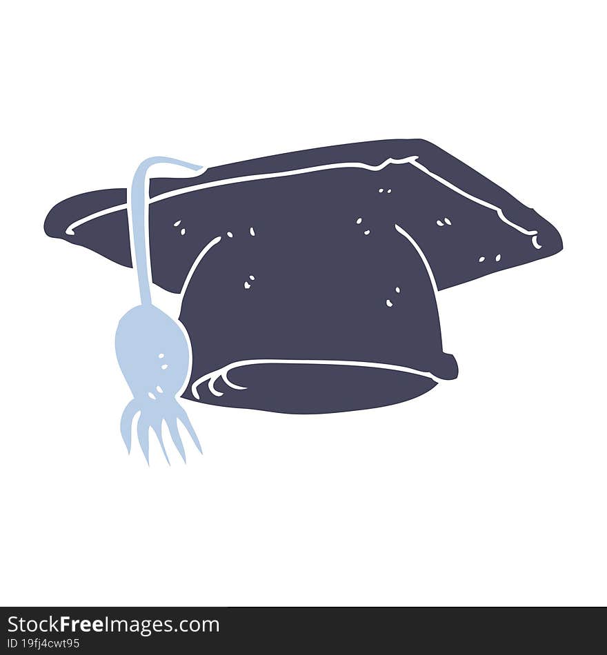 flat color illustration of a cartoon graduation cap