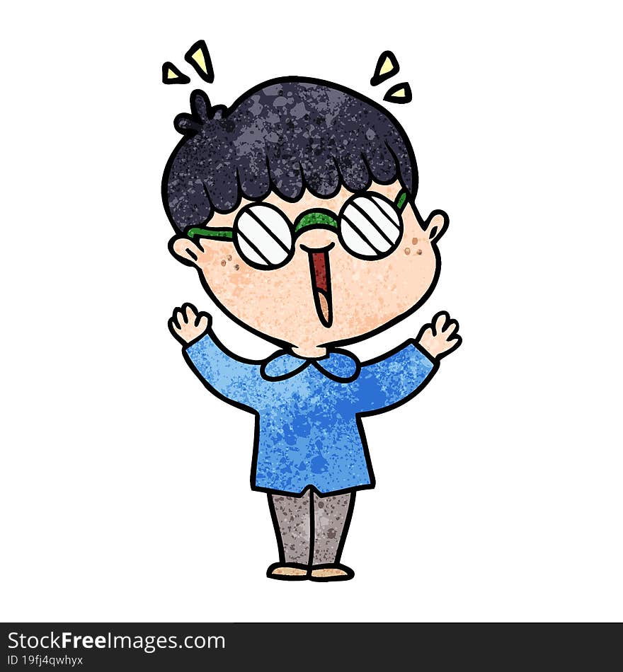 cartoon boy wearing spectacles. cartoon boy wearing spectacles