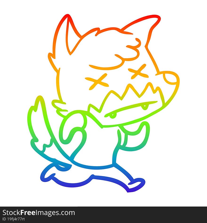 rainbow gradient line drawing cartoon dead fox