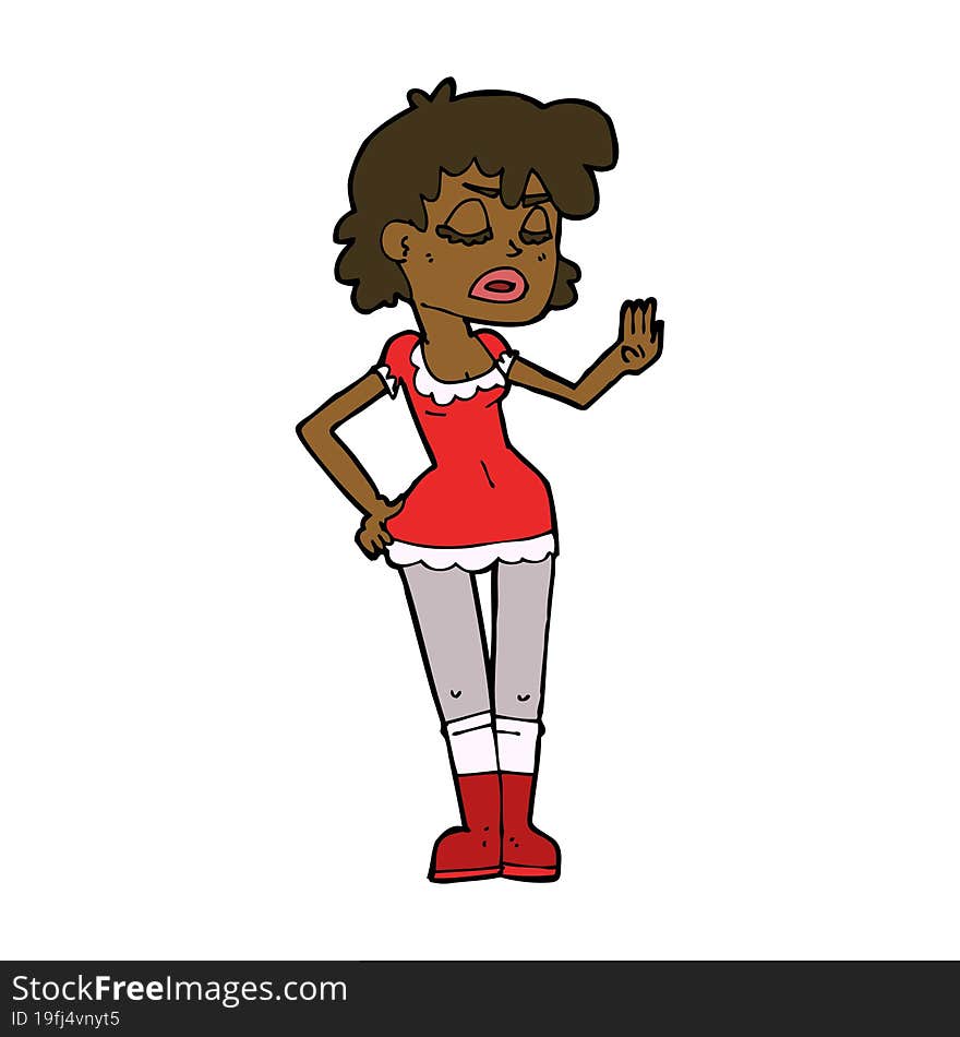 Cartoon Woman Making Dismissive Gesture