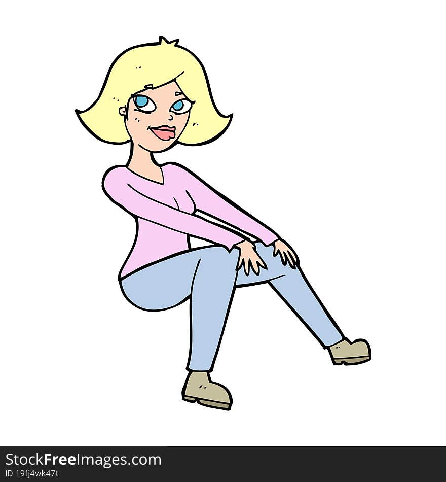 Cartoon Happywoman Sitting