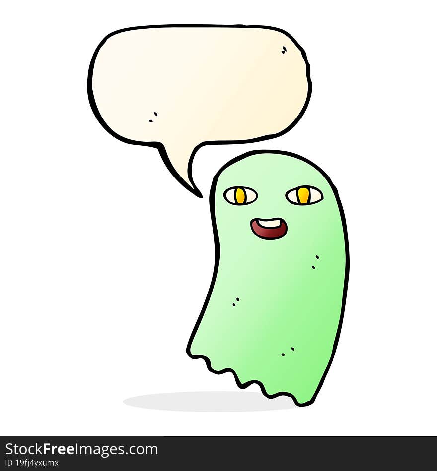 funny cartoon ghost with speech bubble