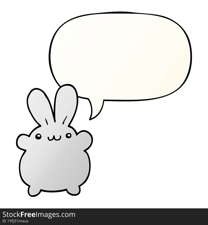 cartoon rabbit and speech bubble in smooth gradient style