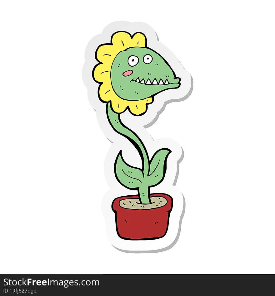 sticker of a cartoon monster plant