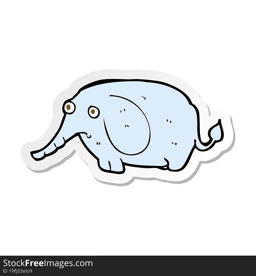 Sticker Of A Cartoon Sad Little Elephant