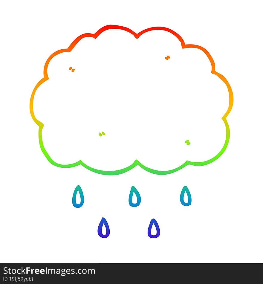 rainbow gradient line drawing cartoon cloud raining