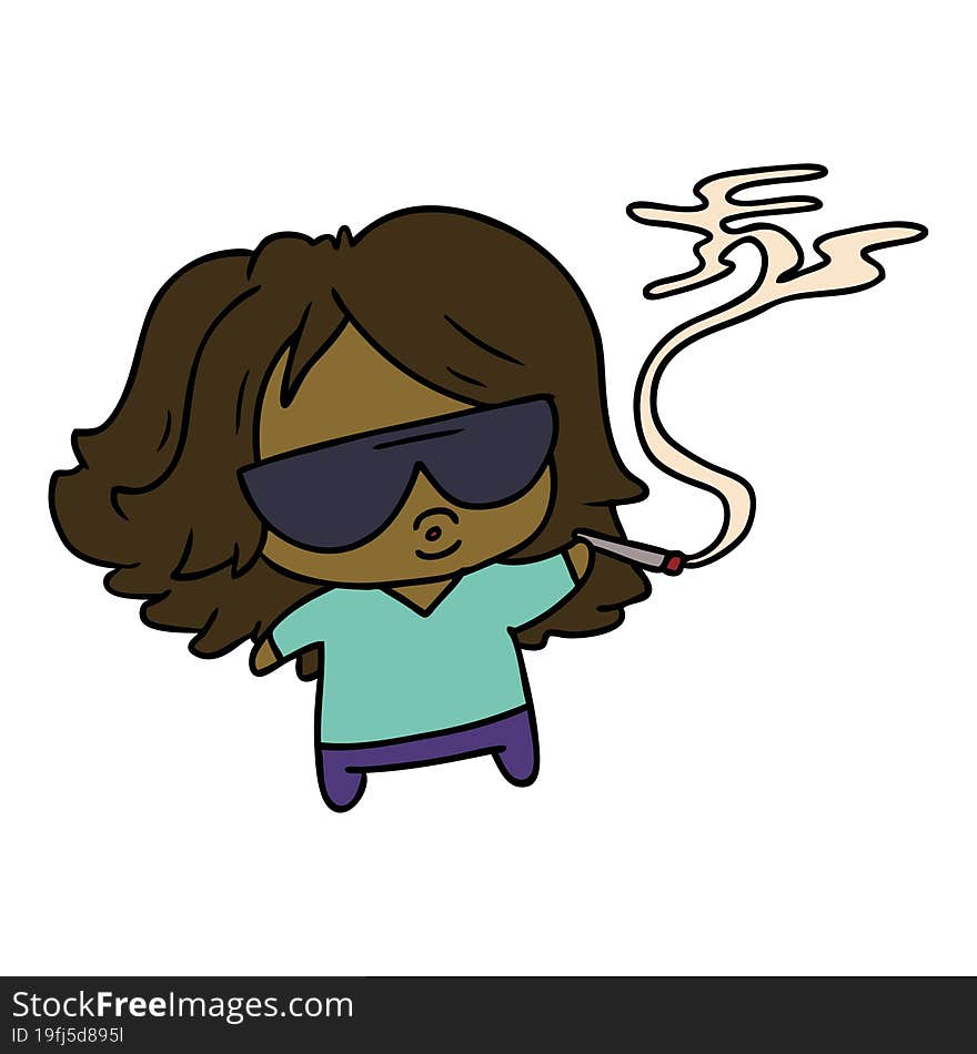 cartoon cute kawaii smoking a joint