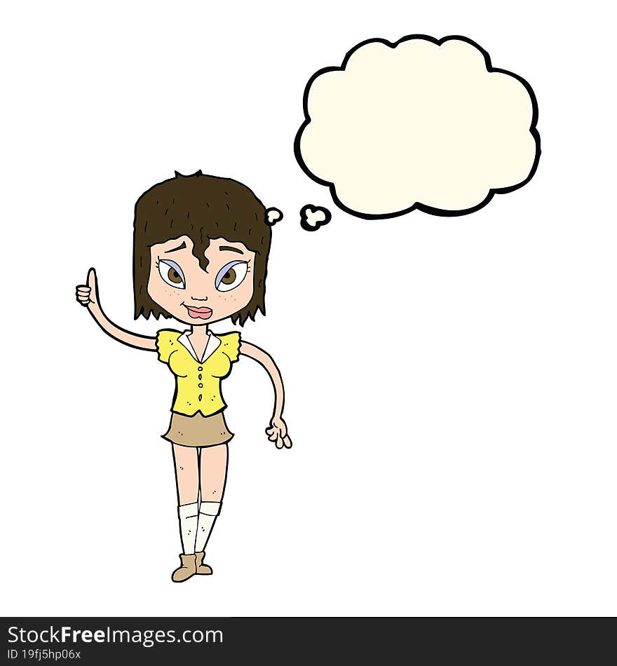 Cartoon Woman Making Point With Thought Bubble