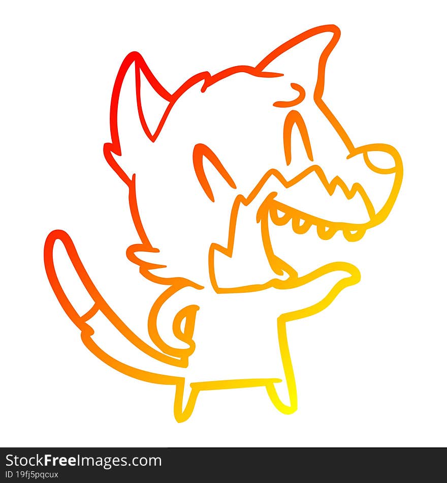 warm gradient line drawing laughing fox cartoon