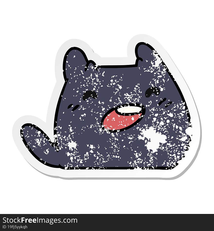 distressed sticker cartoon of a kawaii cat