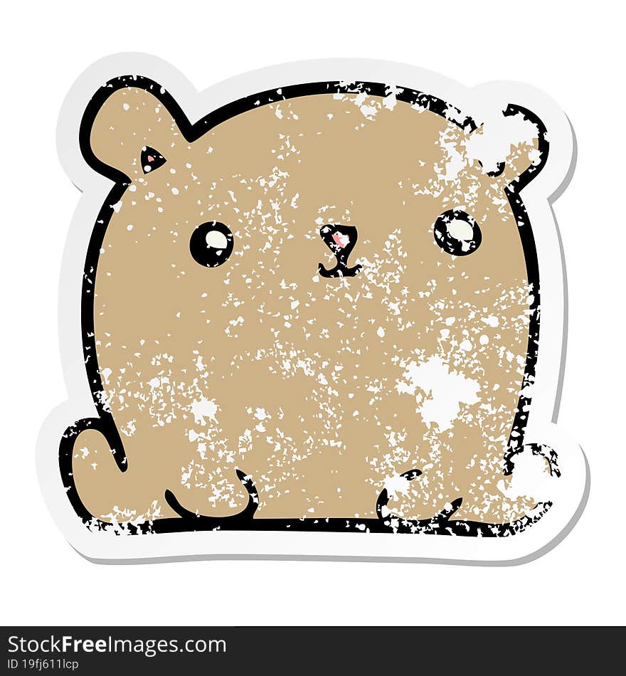 Distressed Sticker Of A Cute Cartoon Bear