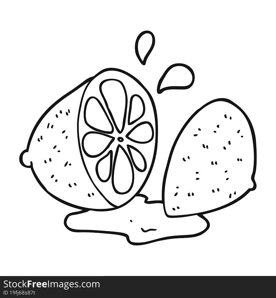 Black And White Cartoon Cut Lemon