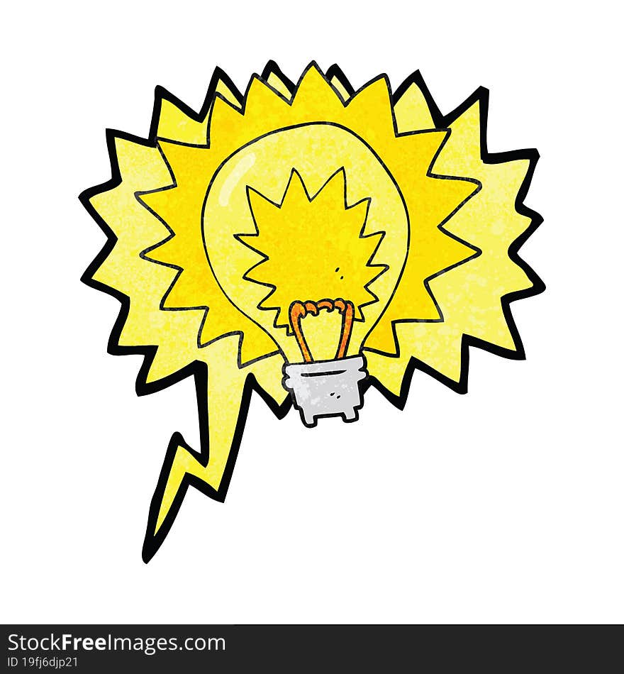 speech bubble textured cartoon light bulb shining