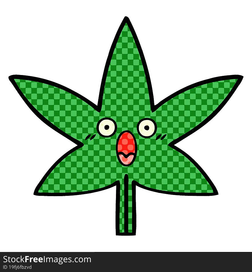 comic book style cartoon marijuana leaf