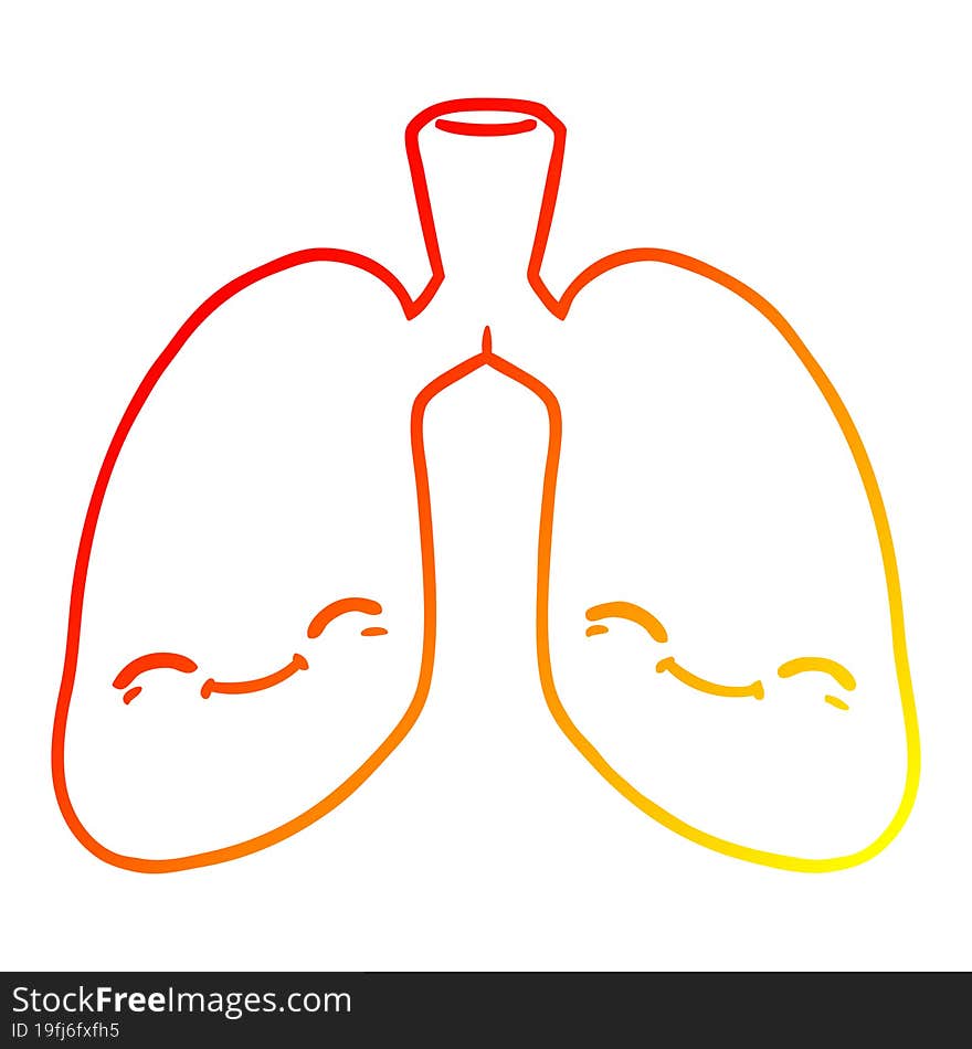 warm gradient line drawing cartoon lungs