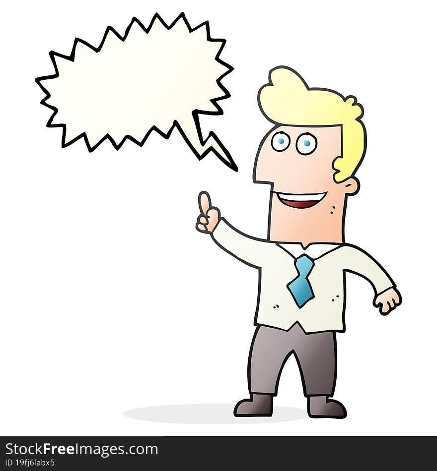 freehand drawn speech bubble cartoon businessman pointing