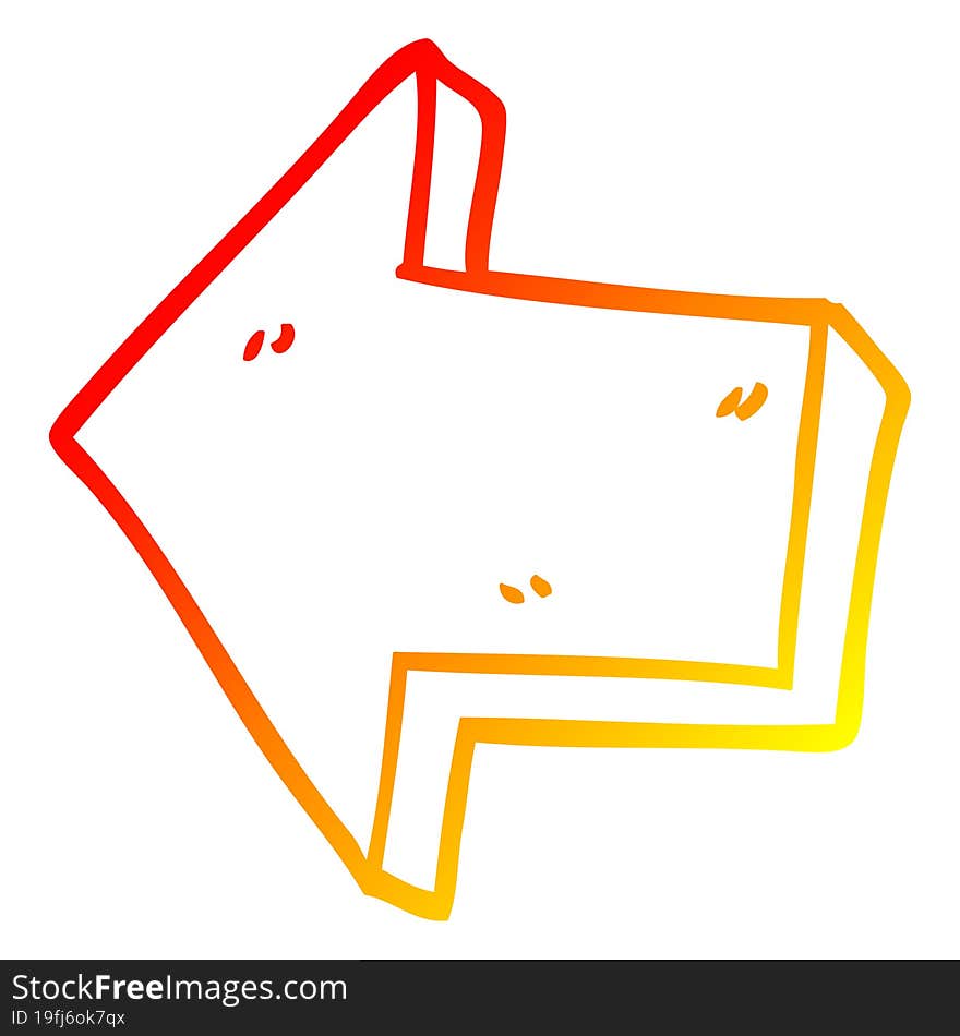 warm gradient line drawing cartoon pointing arrow