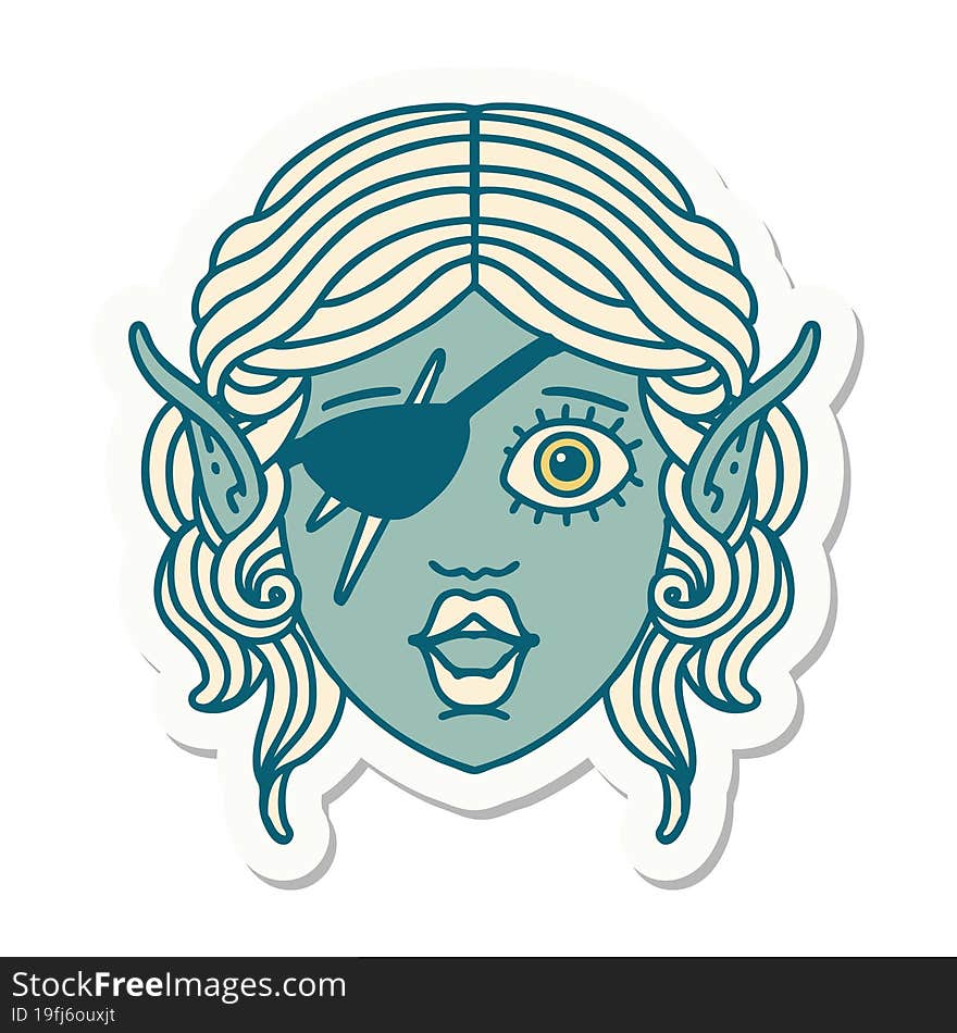 elf rogue character face sticker