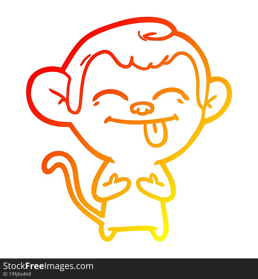 warm gradient line drawing funny cartoon monkey