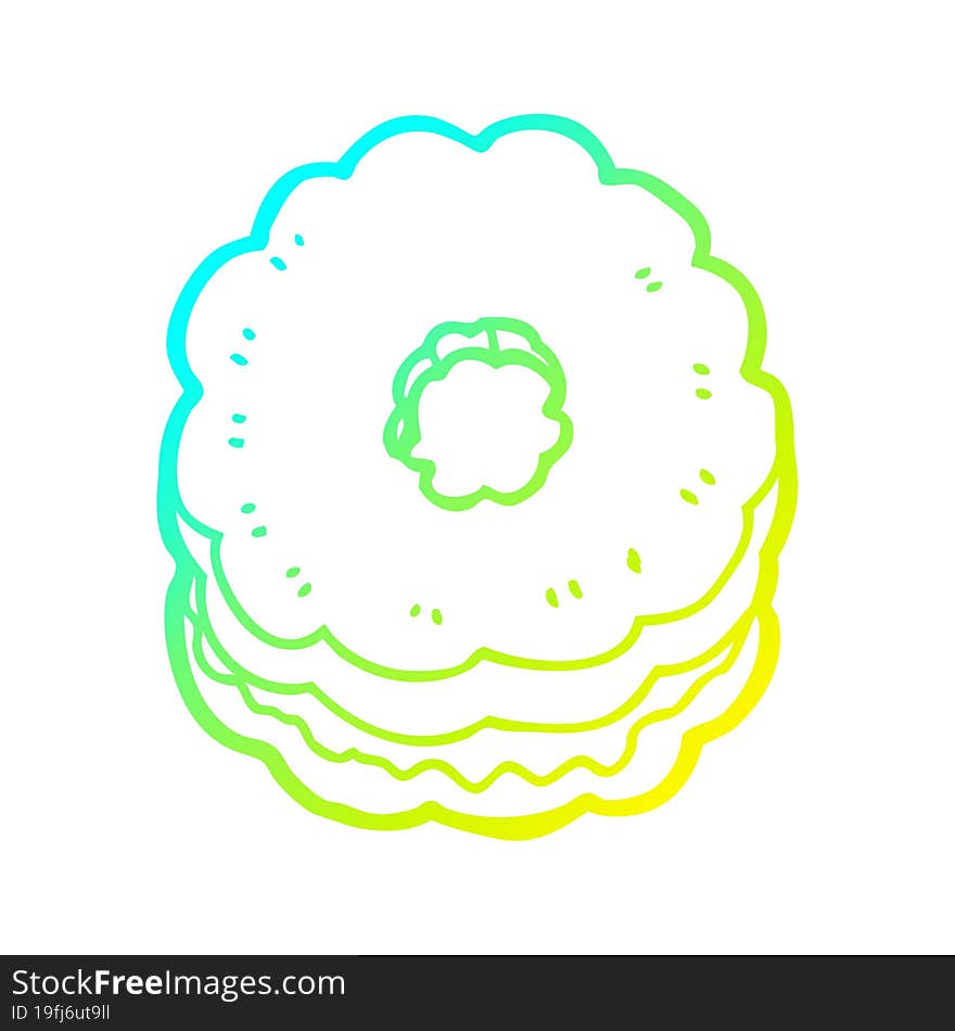 cold gradient line drawing cartoon biscuit