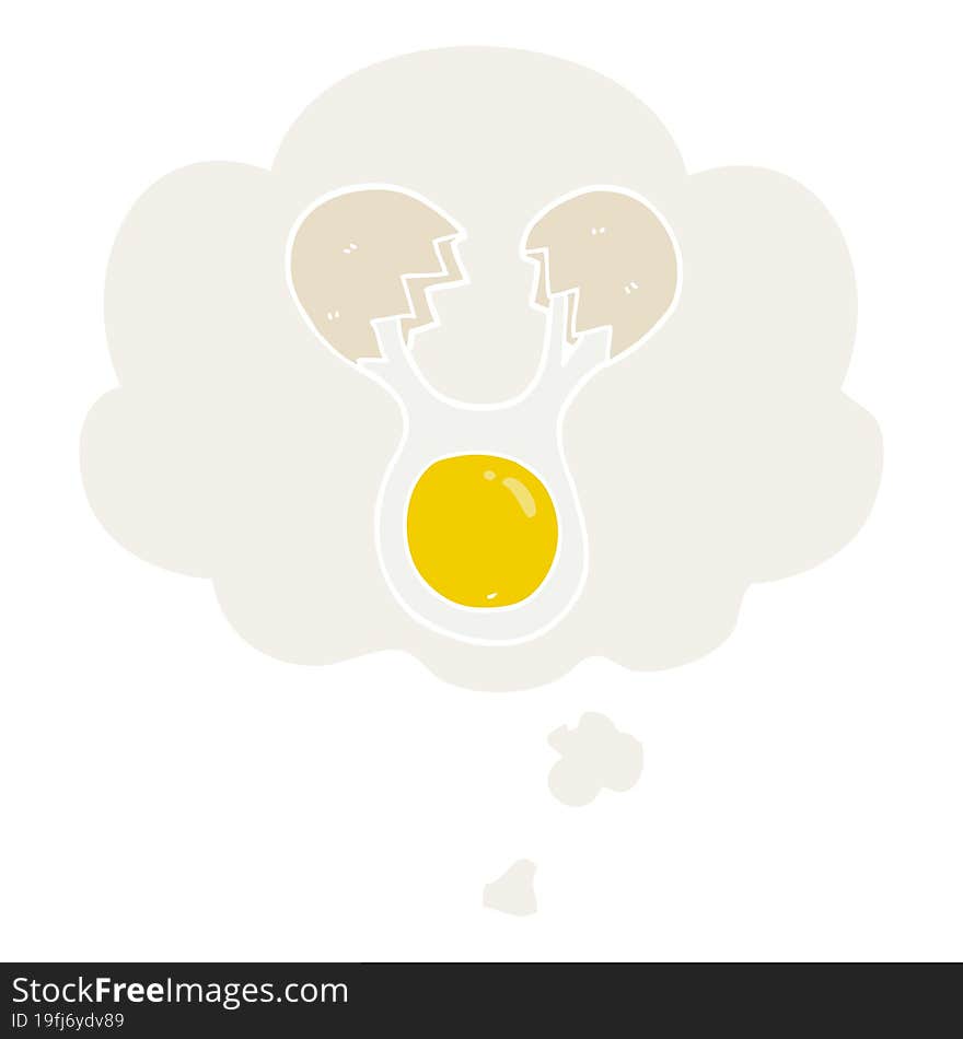 cartoon cracked egg with thought bubble in retro style