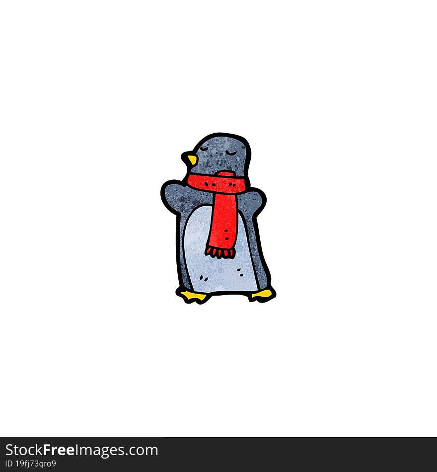 cartoon penguin in scarf