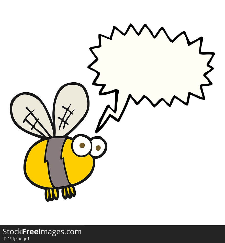 freehand drawn speech bubble cartoon bee