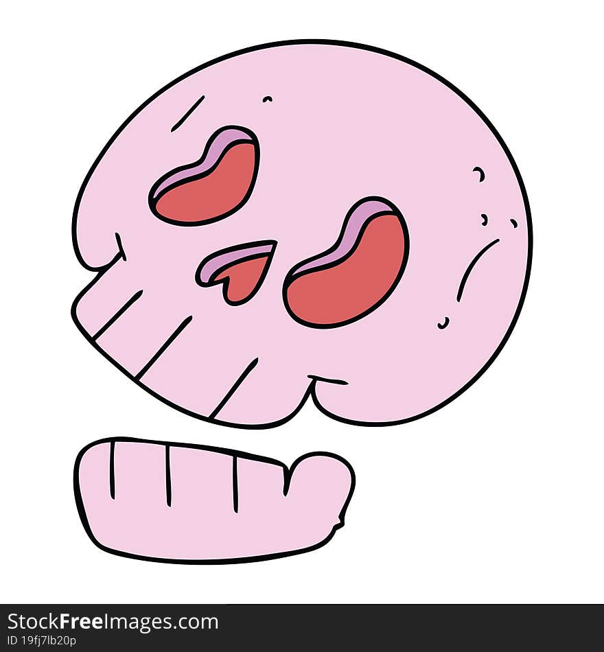 quirky hand drawn cartoon skull