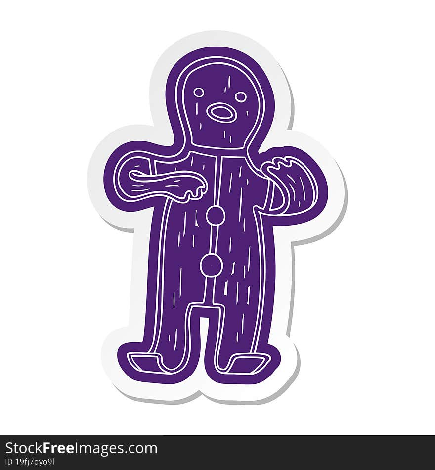 cartoon sticker of a gingerbread man