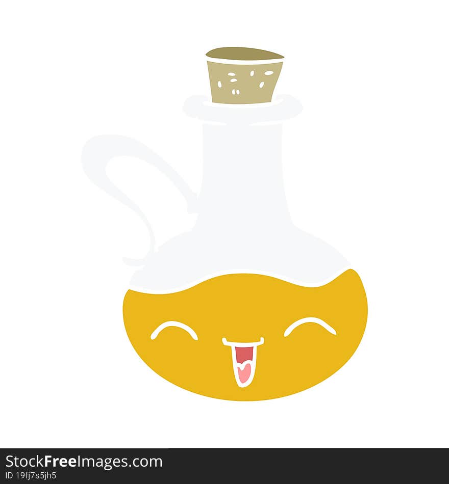 flat color style cartoon happy bottle of olive oil