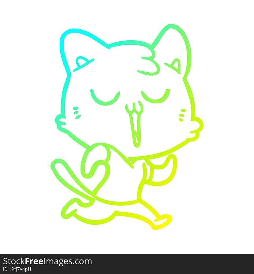 cold gradient line drawing cartoon cat singing