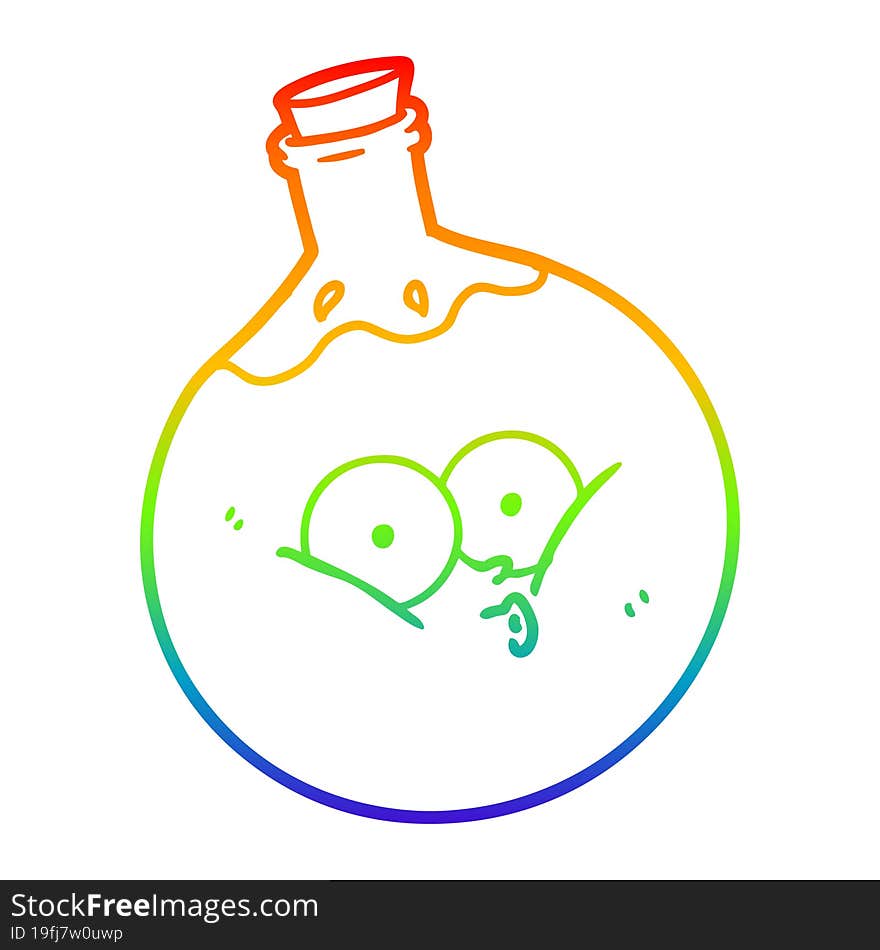 Rainbow Gradient Line Drawing Cartoon Potion