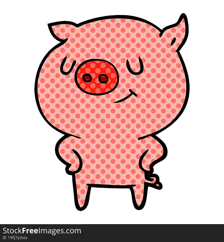 happy cartoon pig. happy cartoon pig