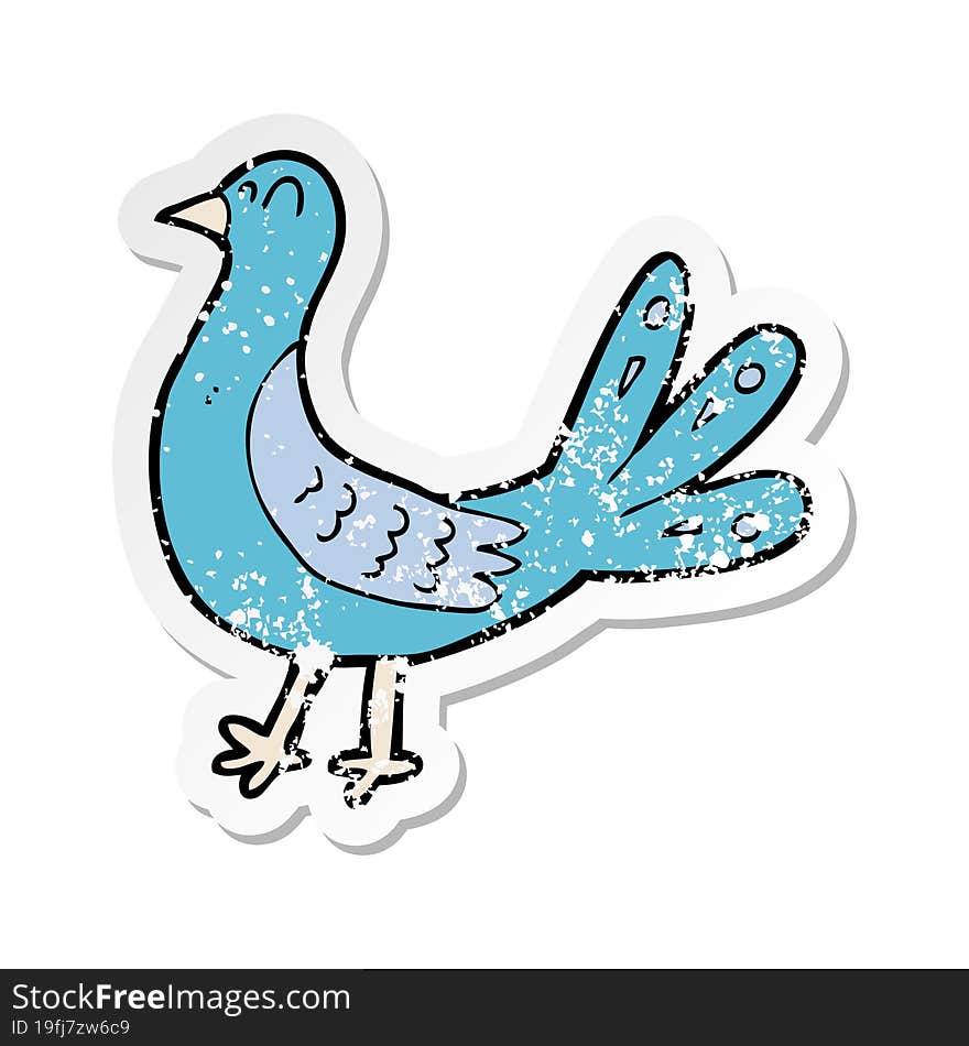 retro distressed sticker of a cartoon bird