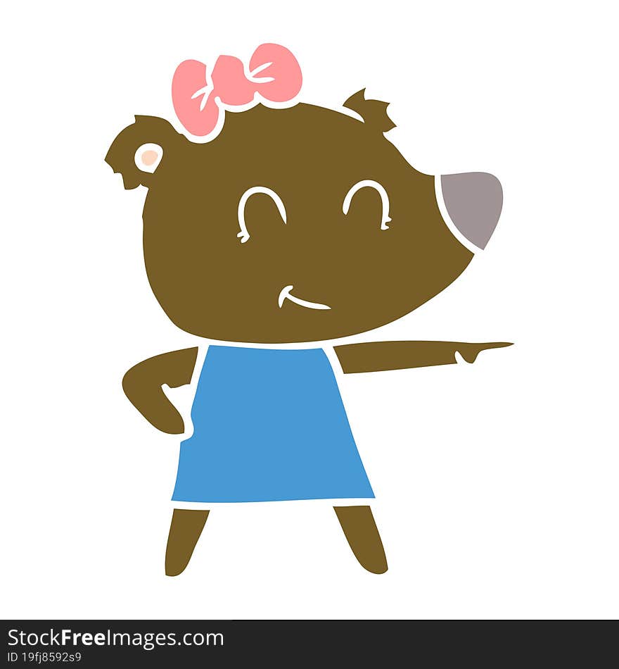 female bear flat color style cartoon