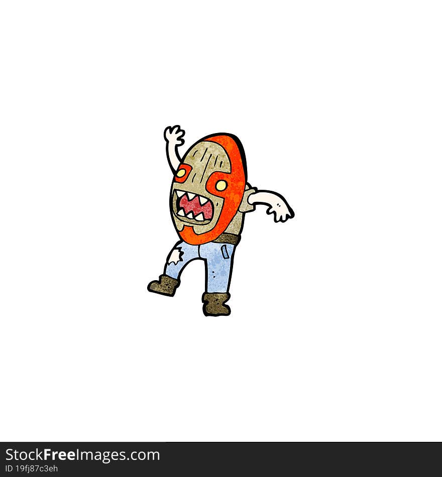 cartoon man wearing big mask