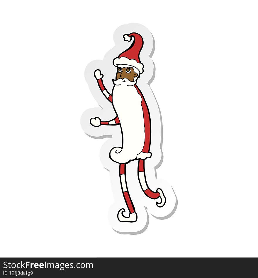 sticker of a cartoon skinny santa