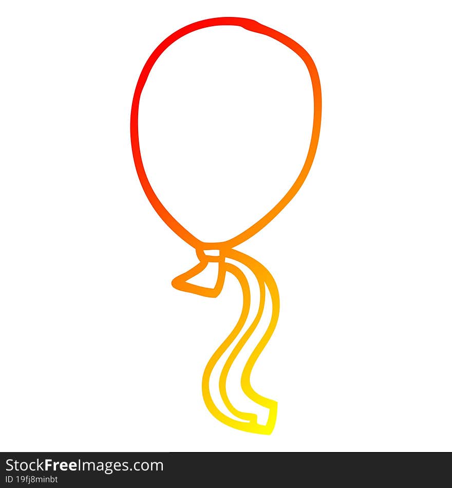 warm gradient line drawing cartoon red balloon