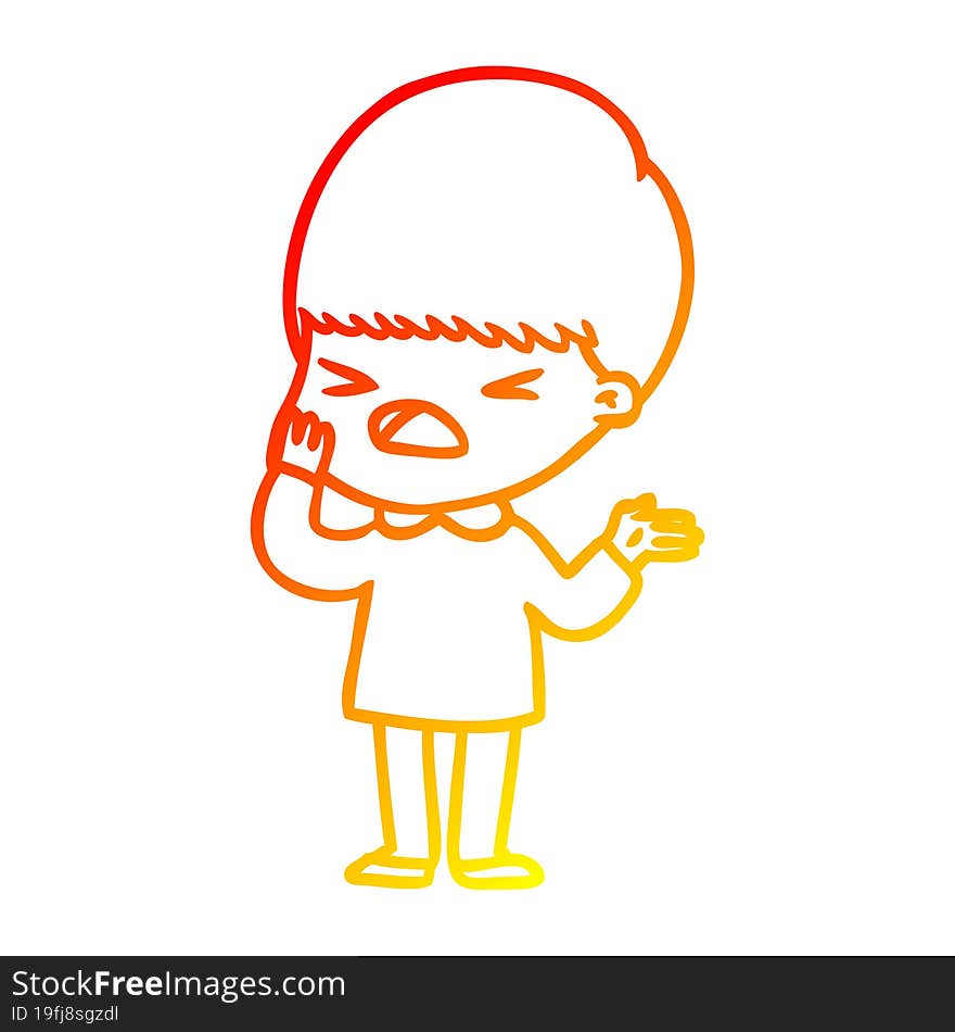 Warm Gradient Line Drawing Cartoon Stressed Man