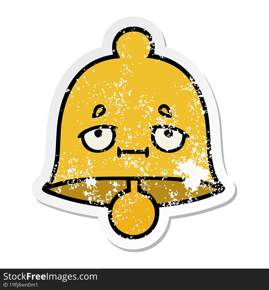 distressed sticker of a cute cartoon bell