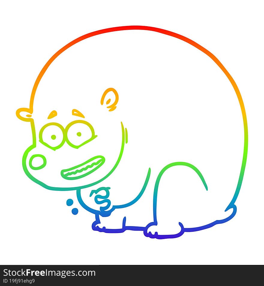 Rainbow Gradient Line Drawing Cartoon Bear