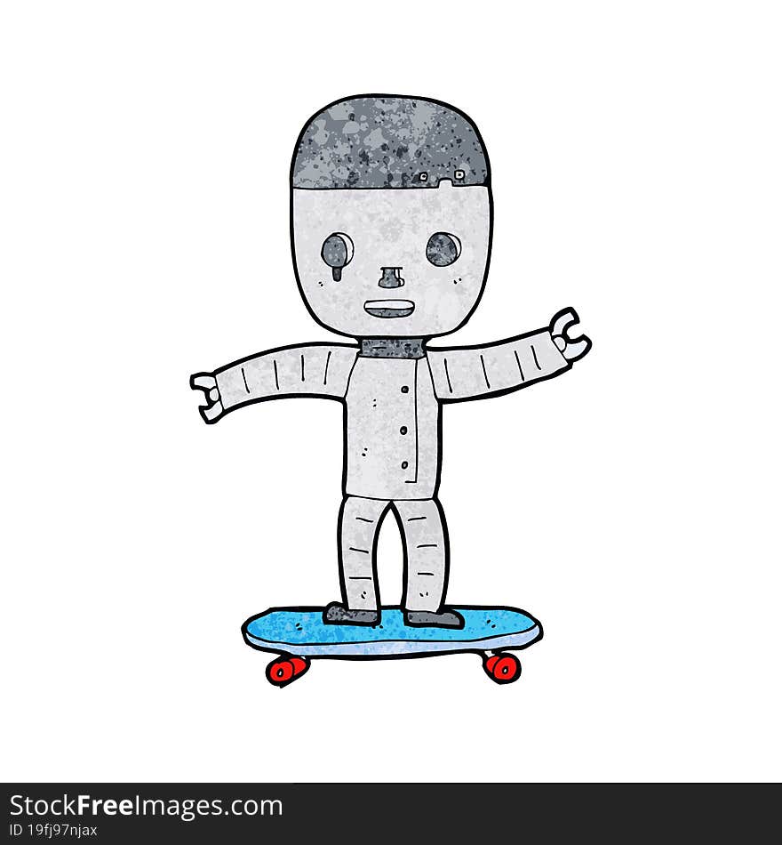 cartoon robot on skateboard